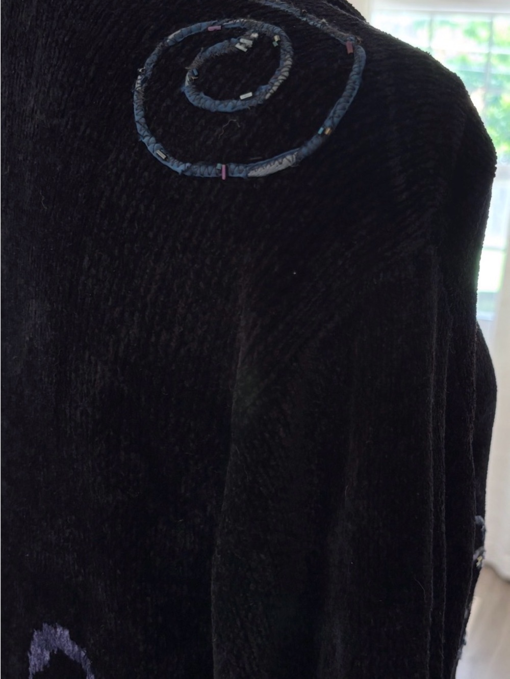 Black Cardigan Stitched Accents Beading Sparkle Art to Wear Size M. SKU 26 - Picture 4 of 14